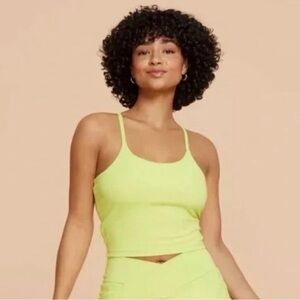 Blogilates Limeade Strappy Tank Top Women M Cropped Activewear Lime Green